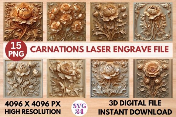 Carnations Laser Engrave File: A High-Resolution Design for Precision Projects