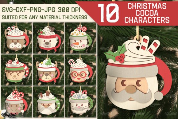 Christmas Cocoa Characters Bundle Laser - Creative Design Possibilities