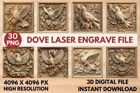 Dove Laser Engrave File: Precision PNG for Crafters