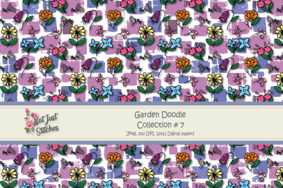 Garden Doodles Collection 7: Whimsical Digital Papers for Crafting