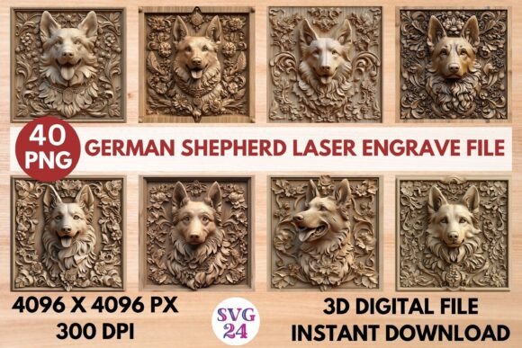 German Shepherd Laser Engrave File for Creative Projects