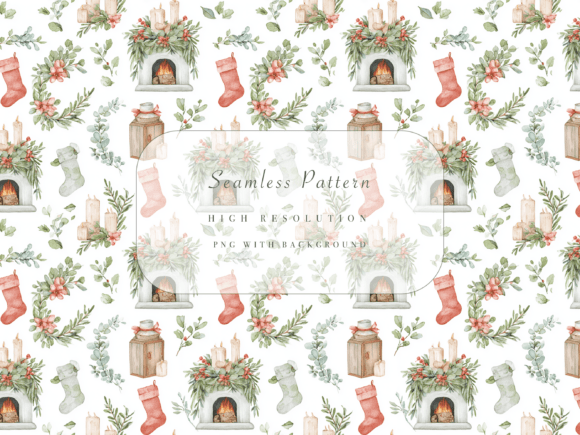 Holly Hearth Seamless Pattern: Cozy Holiday Design