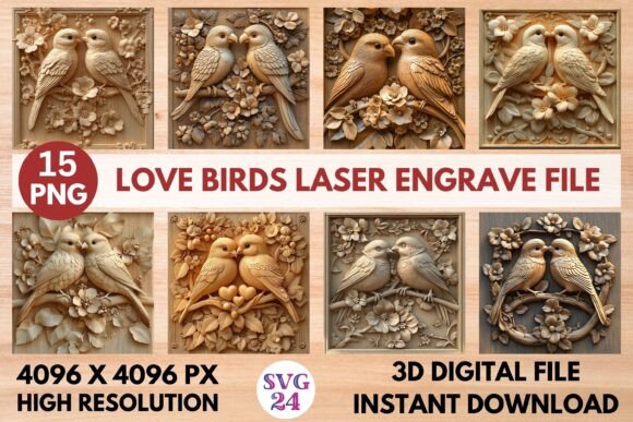 Love Birds Laser Engrave File: A High-Resolution Design for Creative Projects