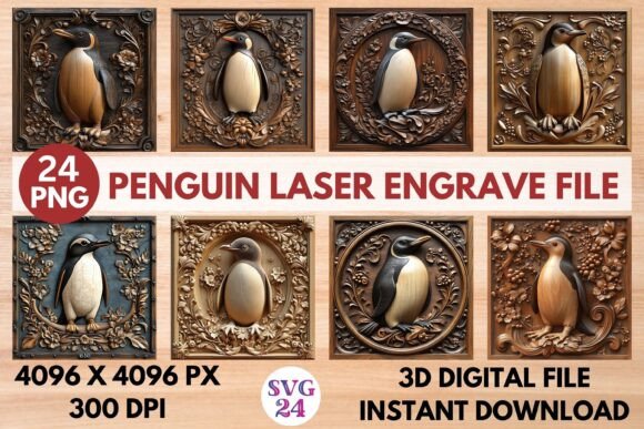 Penguin Laser Engrave File for Creative Projects
