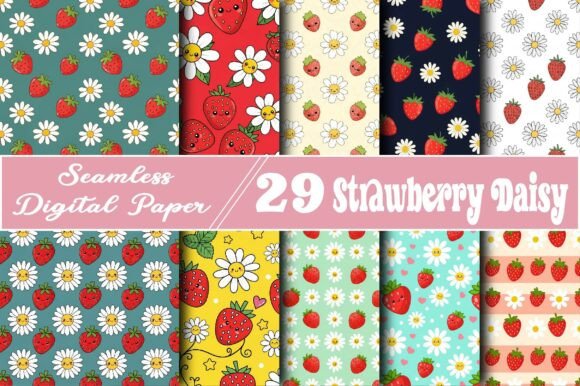 Strawberry Daisy Seamless Pattern: A Creative Design for Versatile Uses